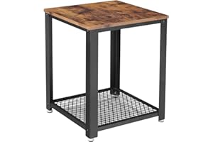 ‎VASAGLE VASAGLE Beistelltisch, Nachttisch im Industrie-Design, Sofatisch mit Gitterablage, stabil, mit Metallgestell, Wohnzimmer, Schlafzimmer, einfach zu montieren, Used Look, Holzoptik Vintage LET41X