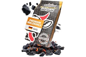 BRENNHOLZ-MOSER Holzkohle Buche für BBQ, Grillkohle groß, 10kg, Buchenholzkohle, Steakhouse Qualität, Premium Qualität, seit 2019 Siebetechnik und Ofen restauriert, Körnung: 30-130mm,Weber Grill geeignet,1x 10kg Sack