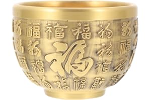 Kichvoe Brass Ornaments Feng Shui Money Bowl Good Lucky Brass Bowl Feng Shui Treasure Basin Treasure Desk Topper Decor for Office Fortune Copper Ornaments Old Fashioned