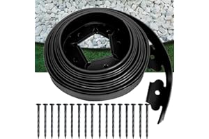 Aoipend Landscape Edging Kit 6m Garden Edging Border Include 18 Anchoring Spikes, Black Plastic Edging Roll for Landscaping, Lawn Paver, Yard Flower Bed Edging