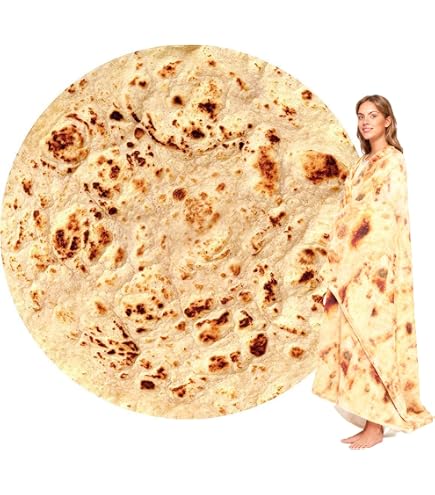 Coperta A Forma Di Burrito Tortilla Gigante In Microfibra Morbida - Plaid Rotondo Per Divano E Letto, Novità Divertente Per Adulti E Bambini