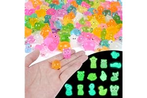 Ainiv 120 PCS Mini Lysande Djur i Harts, Flera Stilar Små Hartsdjur, för Feernas Trädgård, Mikrolandskap, Akvarium, Dekoratio