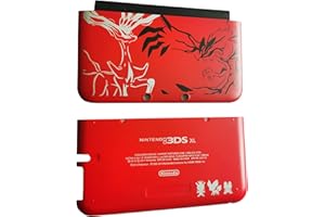 JMXLDS Replacement Front Back Faceplate Plates Upper Cover & Back Battery Housing Shell Case Cover for 3DS XL / 3DS LL Game Console - Custom Red