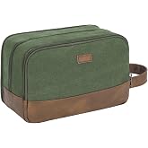 WANDF Travel Toiletry Bag for Men Hanging Toiletry Organizer Canvas Shaving Bag Water Resistant Toiletry Bag(Green)