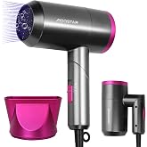 Aigostar Foldable Ionic Hair Dryer 1800W, With Dust Bag, Grey | Lightweight Compact Travel Dryer, 3 Temperatures, Cold Air, D