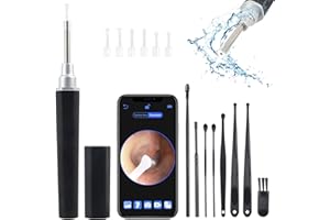 Ohrenschmalz Entferner Otoskop, SOARFLY 1920P FHD Wireless Ohrreiniger mit Kamera und 6 LEDs, IP67 Wasserdicht Ohr Endoskop, 360°-Weitwinkel Otoskop Kamera, 3.5mm Otoskop Kamera für Erwachsene Kinder