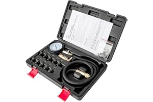 LLNDEI Oil Pressure Gauge Kit, 0-140 PSI Engine Fuel Pressure Tester Gauge Tool Kit for ATVs Cars Trucks-Black Case