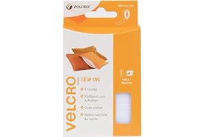 Velcro Marque, Ruban Adhésif À Coudre Auto-Agrippant Pour Tissu, À Crochets Et Boucles, Qui Se Coupe À La Longueur Désirée & Parfait Pour Les Activités De Couture, Blanc, 20 Mm X 1 M