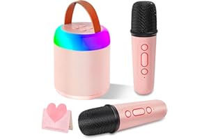 IGUGI Microfono Karaoke Infantil,Regalo Niña 3-12 Años,Karaoke 2 Microfonos Inalambricos,Dispositivo Bluetooth portátil con Efectos de Cambio de Voz y Luces LED,Apto para Que canten niños,Adultos y niñas