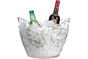 AURORA STORE Secchiello per Ghiaccio in Plexiglass Trasparente Ovale 27x20x19 cm fino a 2 Bottiglie Cestello Portaghiaccio bouquet Spumanteria Champagneria in Plastica Acrilico bar, discoteca, ristorante