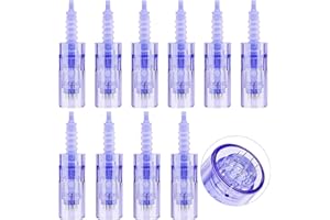 CENOZ 12 Pin Microneedling Dermapen Agujas de repuesto Puntas Ranura para cartucho, Bajonett Port, para Derma Pen Eléctrico Antienvejecimiento Arrugas Rejuvenecimiento de la piel, 10 piezas/paquete