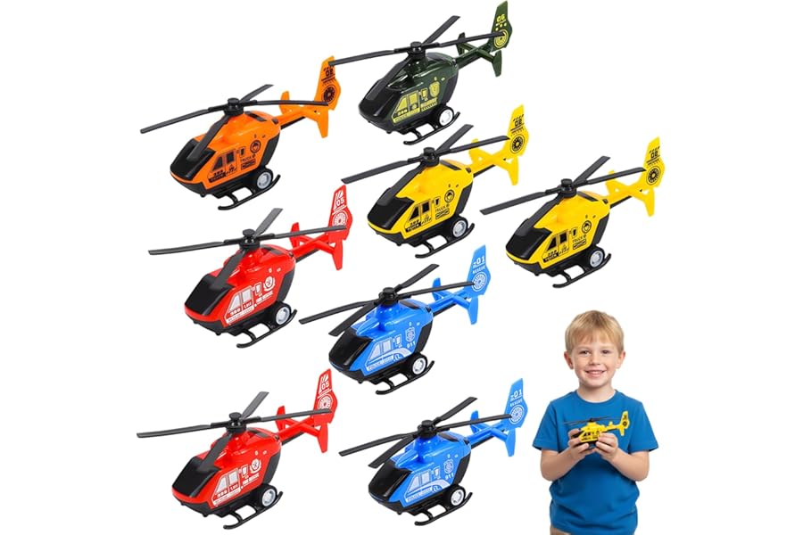 WaaRiuQ 8 Helicopter Toy Set, Durable Flying Helicopter Toy for Kids, Toy Helicopters for 3 Year Old, Plane Toys for 2 Year Olds, Fun Aeroplane Toys for 2+ Year Olds