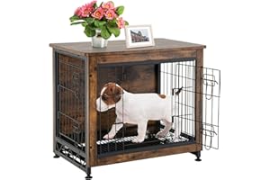 MaxxPet Cage Pour Chien En Bois - Banc Pour Chien - Cage De Style Meuble Pour La Maison - Cage Chien Interieur Avec 2 Portes - Niche Moderne Pour Chien - 69x51x60 cm - Brun