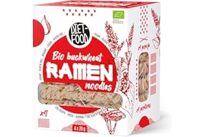 ‎DIET-FOOD DIET-FOOD Bio Ramen Buchweizen Vegetarisch und Vegan Lebensmittel Fettfrei Sojafrei Glutenfreie Wasserlöslich Diätnudeln Niedriger Kaloriengehalt 280 g