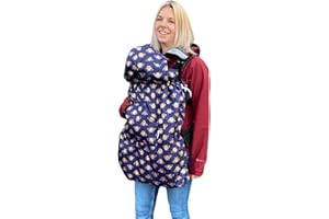 BundleBean - Babywearing All-Weather Waterproof Sling and Baby Carrier Cover (Gold Bees) - Rain Cover with Fleece Lining, Universal Fit, Fits Front & Back Carriers, Protection from Rain & Wind