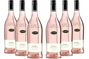 Canti - Pinot Grigio delle Venezie D.O.C., Vin Rosé Italien Sec, Saveur de Pêche Fraîche avec des Baies Vibrantes et un Goût de Fruits à Noyau, 6x750 ml