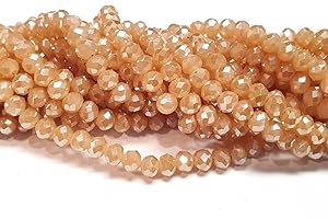 PERLIN Cuentas checas de cristal de Bohemia facetadas y redondas, tamaños de 4, 6, 8, 10 mm, color capuchino opaco tornasolado, 4 x 3 mm