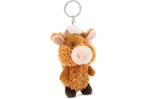 NICI Keyholder highland cattle McMooray 10cm brown - Soft toy companion cuddly animal pendant with metal ring to hang on keys, cord, bag, and more