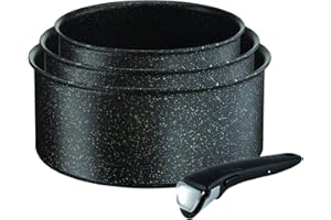 Tefal l6719012 St Ingenio 5 Authentic Non-Stick induzione Set di 3 pentole e 1 Manico Alluminio Nero 28.5 x 22.5 x 11.5 cm
