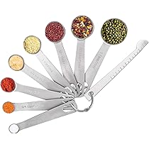Set Di 4 Misurini Da Cucina In Acciaio Inox 304 Con Bilance E Anello - Cucchiai Dosatori A Doppia Bocca Per Ingredienti Solidi E Liquidi