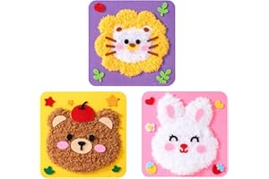 VIMAZ DIY Embroidery Doll Set, 2025 New Hot Cartoon Animal Sewing Craft Kit, Handwork Cartoon Animal Embroidery kit, Embroidery Doll Craft kit for Kids (3pcs-B)
