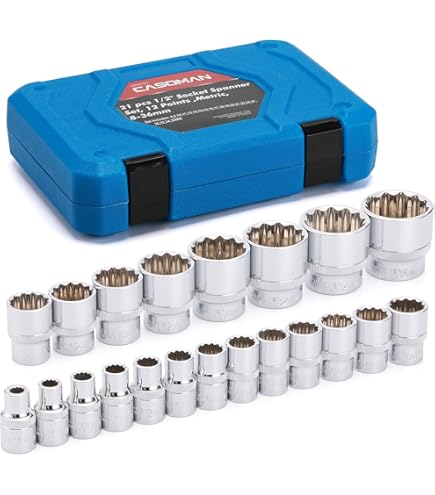 VEVOR Jeu De Douilles à Choc 1/2" 26PCs, Douilles à Impact Métriques