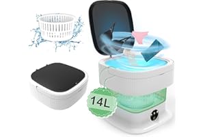 SULIAO Lavatrice da campeggio, 14 l, 2 kg, mini lavatrice con centrifuga, pulizia profonda della biancheria intima, calze, vestiti per animali, scarpe, piccola lavatrice per appartamenti, dormitorio