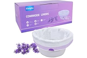 Elzrghs Commode Liners for Bedside Commode, Portable Toilet, Bed Pan, 100 Count Lavender Scented Disposable Potty Chair Liners