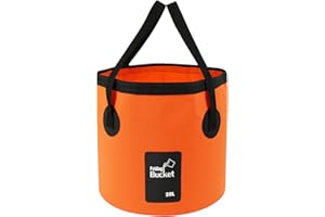 iGreely Folding Bucket - Foldable Camping Storage Container Collapsible Bucket 12L 15L 20L Portable Lightweight Pail for Camping Traveling Hiking Fishing Boating and Gardening (Orange(20L))