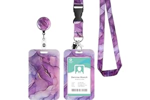 PCUNTSLO Porte Badge avec Cordon Tour de Cou, Lanyard Strap Neck avec Swivel Lobster Clasp, Porte Carte pour Bureau École, Carte de Bus (MABRE VIOLET)