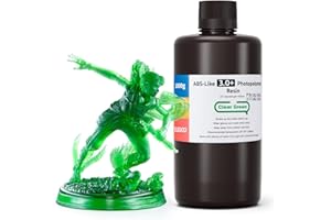 ELEGOO ABS-Like 3.0+ Resina para Impresora 3D Verde Claro 1000g, Resina de Impresión 3D de Alta Resistencia al Calor, Menor Viscosidad y Contracción, Curado UV LCD 405nm para Impresora 3D
