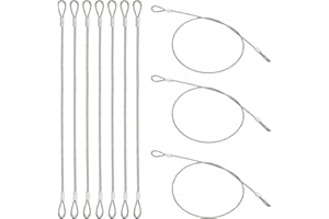 PATIKIL 10 Pcs Dia. 1.5mm Stainless Safety Cable, 20" Length Steel Security Ropes with Double Loops Braided Wire Rope Cables for Stage Light Outdoor Gate Luggage Lock Yard Lighting