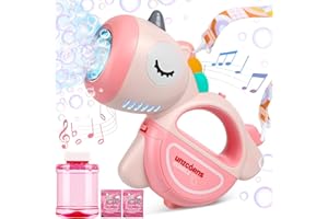 Aooess Einhorn Seifenblasenmaschine Automatische Seifenblasenpistole für Hochzeit Seifenblasenspielzeug Kinder Geburtstag Geschenk Tragbare Blasenmaschine für Junge Mädchen 3 4 5 6 7 8 Jahre