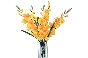 Hemore Gladiolus Artificial Flowers, 5pcs 25.6inch Artificial Gladiolus Branches, Realistic Silk Gladiolus Flower for Home Wedding Decorations