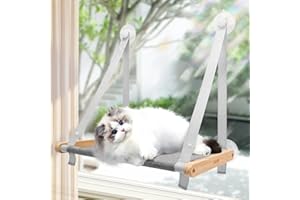 CATISM Plegable Hamaca Gato Ventana de hasta 20kg, Hamaca Reforzada para Gatos con Ventosa Fuerte, Lavable Tela, Soporte para alféizar de Ventana, Saco de Dormir para Gatos (50x38cm), Gris
