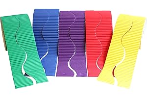 Bright Ideas affichages Scolaires Lot de 12 Rouleaux de Bordure ondulée pour école Couleurs Assorties, Papier, Coloris Assortis, 10cm x 5m, Set de 5 Pièces