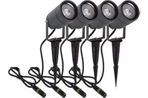 DAWALIGHT Spot Extérieur LED avec Piquet 4 Pack Spot Jardin GU10 IP65 avec Boîte de Dérivation Etanche IP68 Blanc Chaud 3000k Lampe pour Jardin Chemin Arbustes Plantes Pelouse, Aluminium, Gris Foncé