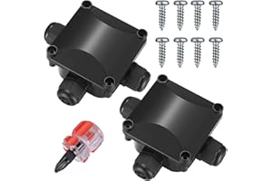 HAOCHEN 2 Pcs Outdoor Junction Box, IP68 Waterproof Junction Box 3 Way, Black Outdoor Cable Connectors, Electrical External Wire Connectors for Ø 6mm-10mm Lighting Cables