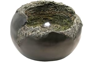 Gardenwize - Solar-Powered On Demand Cracked Rock Garden Water Feature with Back up Battery - Low Maintenance, Eco-Friendly - Made from a Highly Durable Weatherproof Resin (GW277)