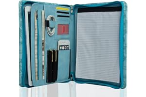 CALFINDER Porte-documents A4 en cuir synthétique avec fermeture éclair - Personnalisable - Bleu