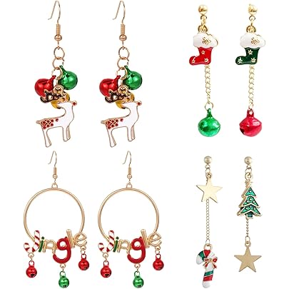 LOLIAS 3 Paia di Orecchini di Natale Orecchini in Argento Sterling 925 Per Le Donne Pupazzo di Neve Albero di Natale di Babbo Natale Orecchini Con Fiocchi di neve Regalo di Gioielli