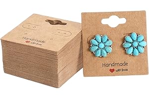 Nogeqi 100 unidades de soporte para joyas, 5 x 5 cm, papel de estraza de pie, pendientes, tarjetas, pendientes, tarjetero, para manualidades, embalaje, almacenamiento de collares (marrón)