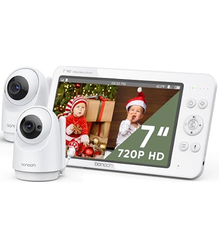 Comfyer BM01 Babyfoon met 1080p camera, 7 inch, 720P HD-video, babymonitor met camera zonder wifi, 6000 mAh batterij, IR-nachtzicht, groothoeklens, 2-weg audio, vox-modus, 300 m bereik