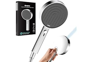 BOTC Soffione Doccia Alta Pressione, 135mm Grande Doccino, Telefono Doccia con 7 Modalità di Spruzzo, Water-saving Shower Head, Argento