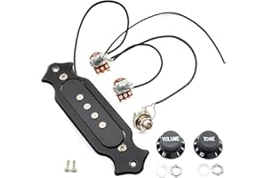 Musiclily Set de micro pickup pré-câblé pour guitare électrique à 4 cordes, Noir