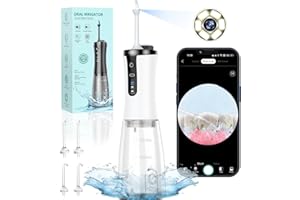 VITCOCO Sichtbar Munddusche Kabellos Trragba Elektrische, Munddusche Testsieger 2025, 350ML Wassertank Water flosser, 12x Individuelle Modi, 5x Aufsätze, Zahnreinigung, Weiß