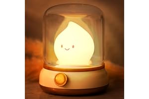 IHALO Carino Luce Notturna Bambini Lampada da Comodino, Dimmerabile Alla Paraffina Lampada Led Ricaricabile Luce Notturna, Timer Lampada Comodino, Luminosità Regolabile Neonato Cameretta, Campeggio