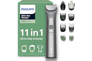 Philips Rifinitore All-in-one Multigroom Serie 5000 11 in 1 - Rifinitore per barba, capelli e corpo, lame autoaffilanti interamente in metallo, 17 impostazioni di lunghezza (0,5-16 mm), MG5951/15