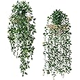 Dremisland Artificial Plant Eucalyptus - Set of 2 Decorative Artificial Hanging Plants with Pots Fake Ivy Vines Greenery Faux Trailing Plants for Home Garden Office Shelf Wall Decoration