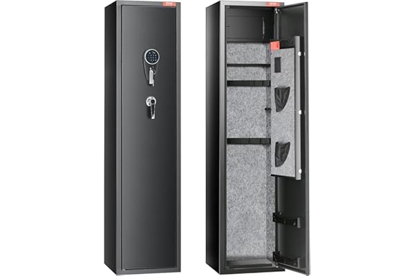 VEVOR Armoire à 7-8 Fusils, Coffre-Fort pour Armes à Feu avec 2 Façons de Verrouillage Clavier Numérique et Clés, avec Casier Intégré et Étagère Amovible, pour Rangements des Armes Longues, Maison